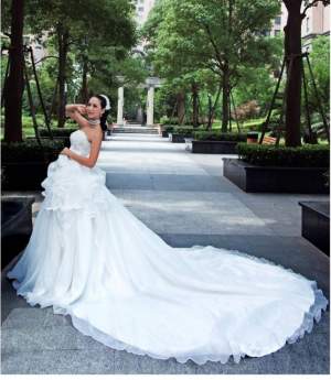 Charming Sequin Embellished Off-Shoulder Wedding Dress White