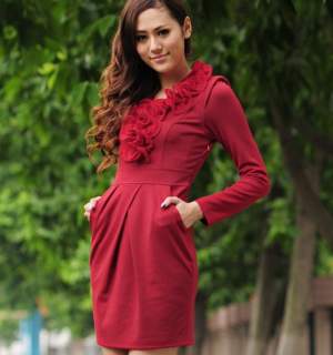 V-neck Long Sleeve Dress Deep V-neck Long Sleeve Dress Deep