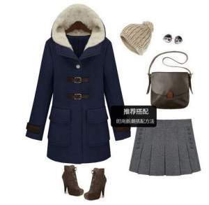 Style PU Buckles Embellished Woolen Coat Camel