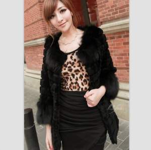 Style Solid Color Splicing Fur Long Coat