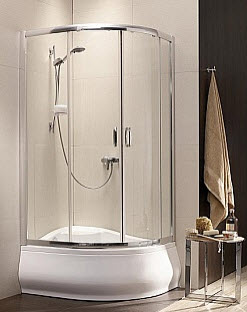 Душевая кабина асимметрическая полукруглая с раздвижными дверями "Premium Plus E"