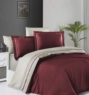 Постельное бельё First Choice Deluxe Satin Serenity Dark Red & Beige