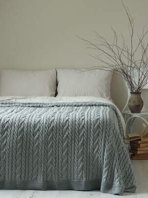 Вязаное покрывало на кровать LA MODNO Genova Sky Gray 220х240