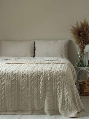Вязаное покрывало на кровать LA MODNO Genova Natural Linen 220х240