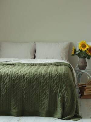 Вязаное покрывало на кровать LA MODNO Genova Green 220х240