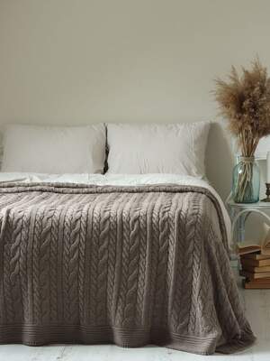 Вязаное покрывало на кровать LA MODNO Genova Mink 220х240