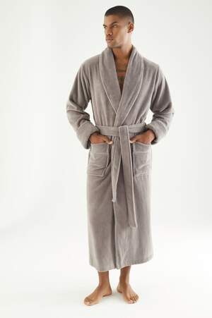 Мужской махровый халат длинный Nusa 7235 Taupe