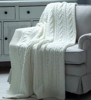 Вязаное покрывало на кровать LA MODNO Genova milk 220х240