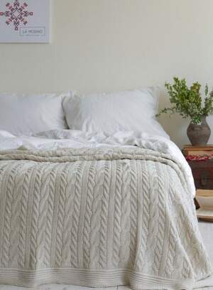 Вязаное покрывало на кровать LA MODNO Genova Vanila cream 220х240