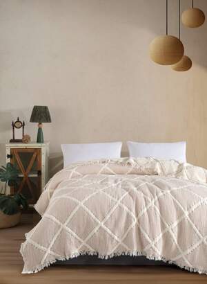 Муслиновое покрывало на кровать Moss Ivory Muslin 230х250